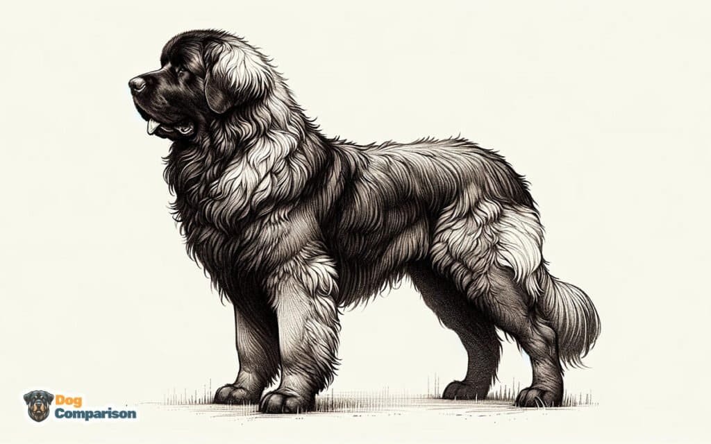 Full body sketch of a Leonberger dog, standing
