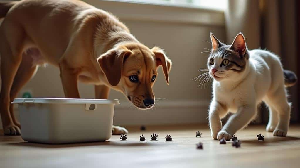 dog eating cat s poop